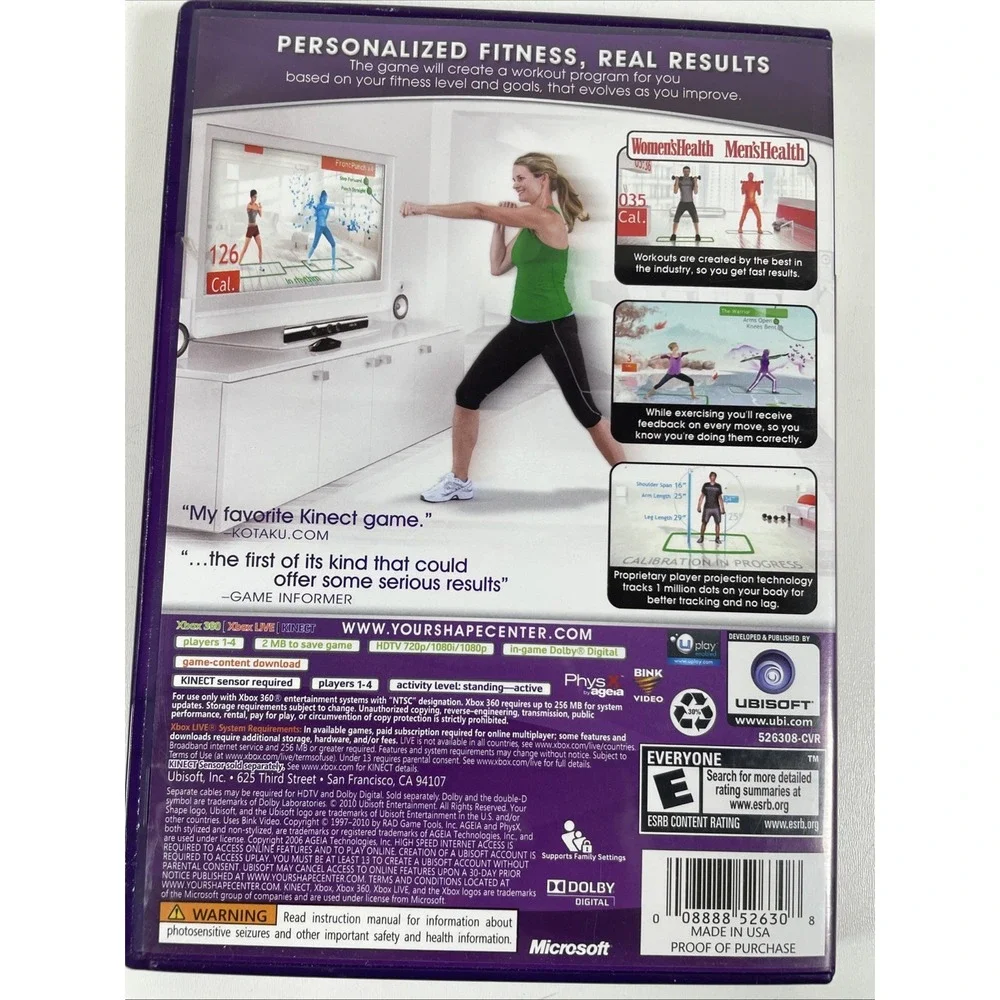 Your Shape: Fitness Evolved - Microsoft Xbox 360 Case, Booklet And Working Game